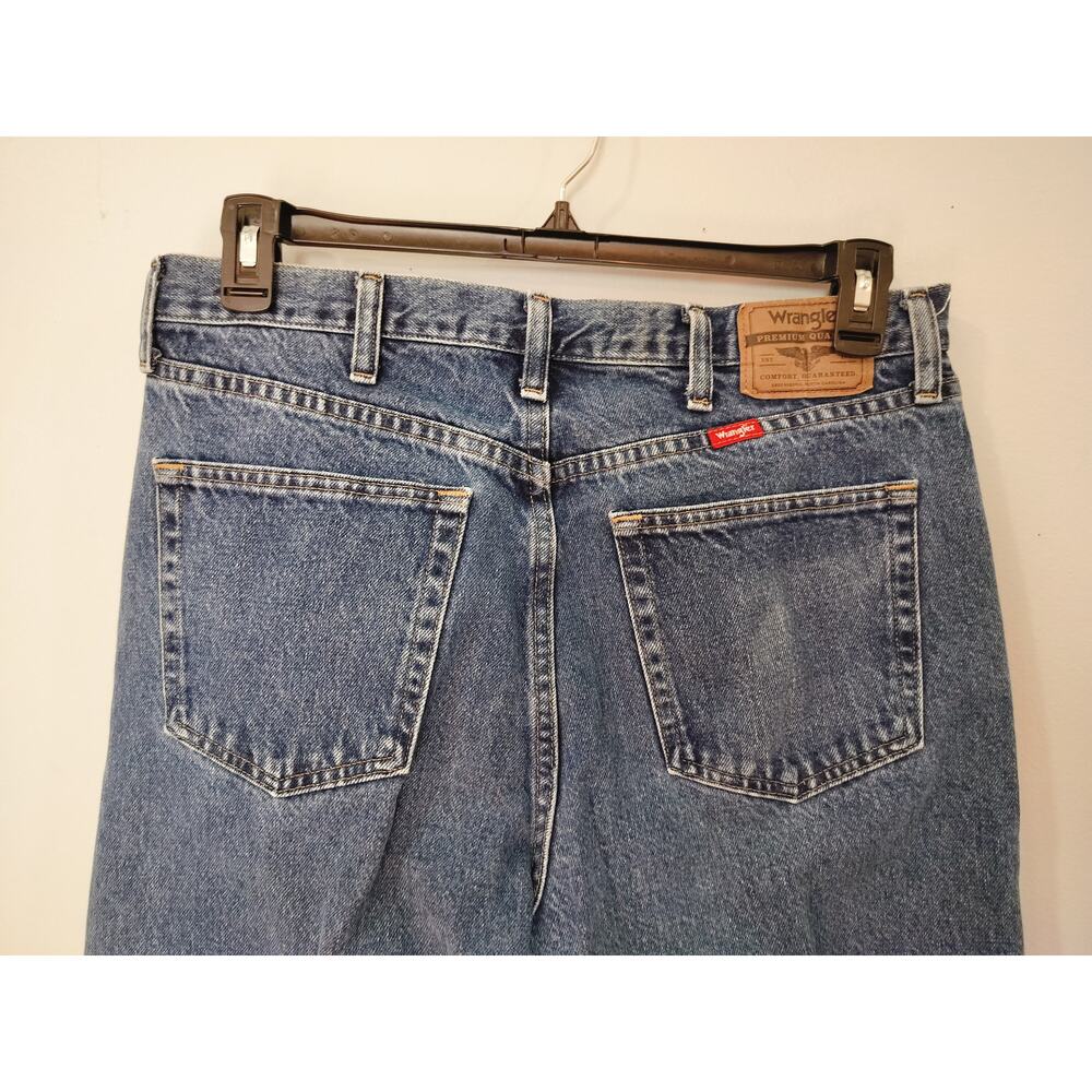 Wrangler 35x32 Regular Fit Jeans Men Blue Denim Straight Leg Cotton - Picture 6 of 9